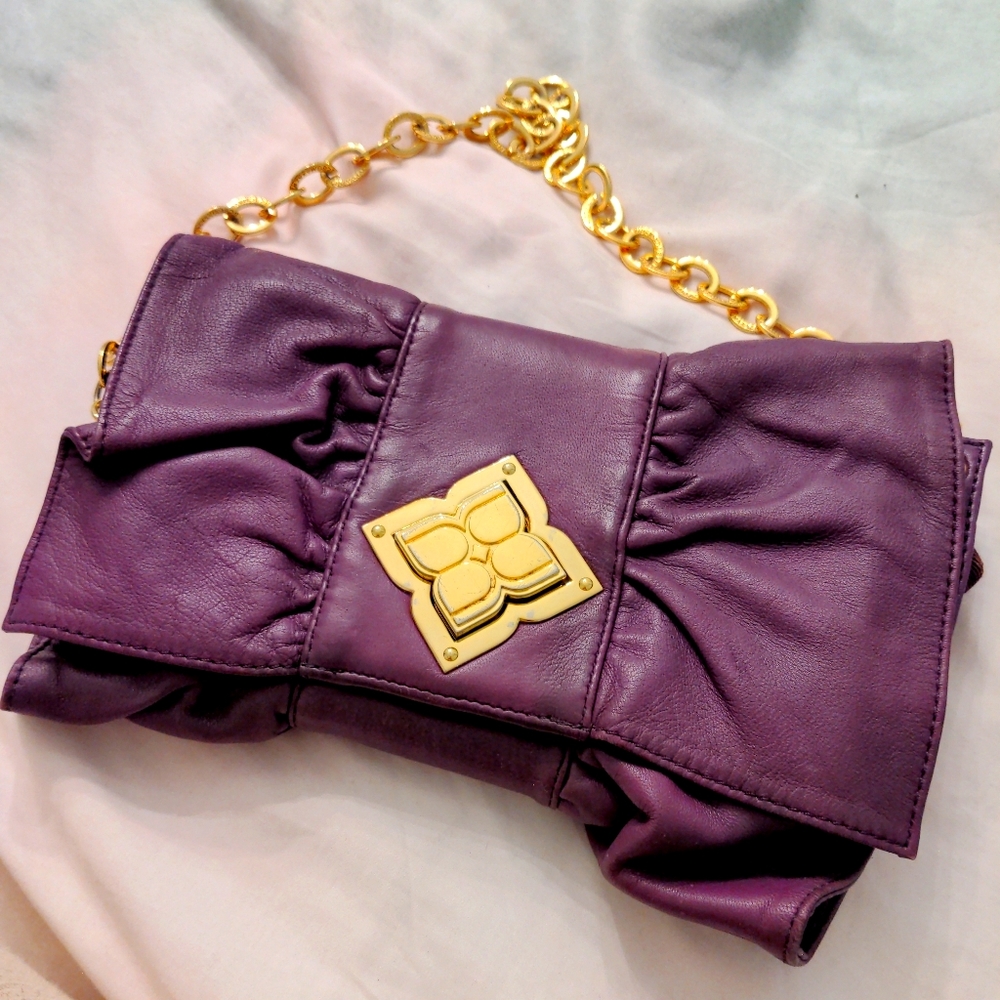 Vintage BCBG purple leather shoulder bag